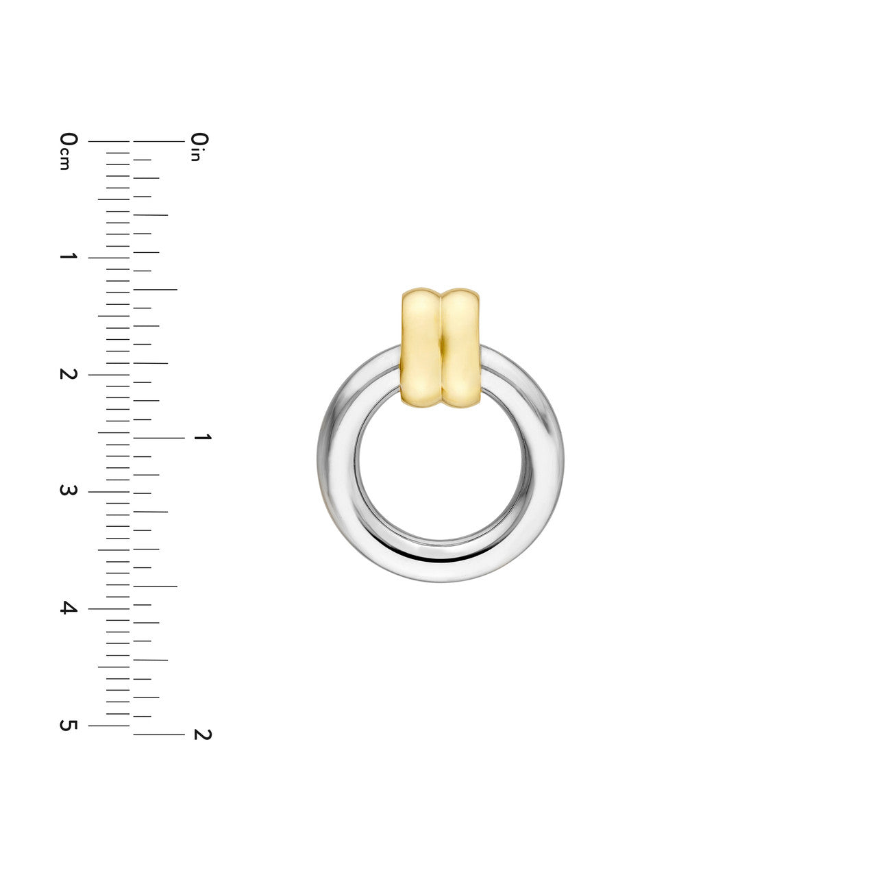 Two-Tone Dangle Hoop Earrings 14K Gold