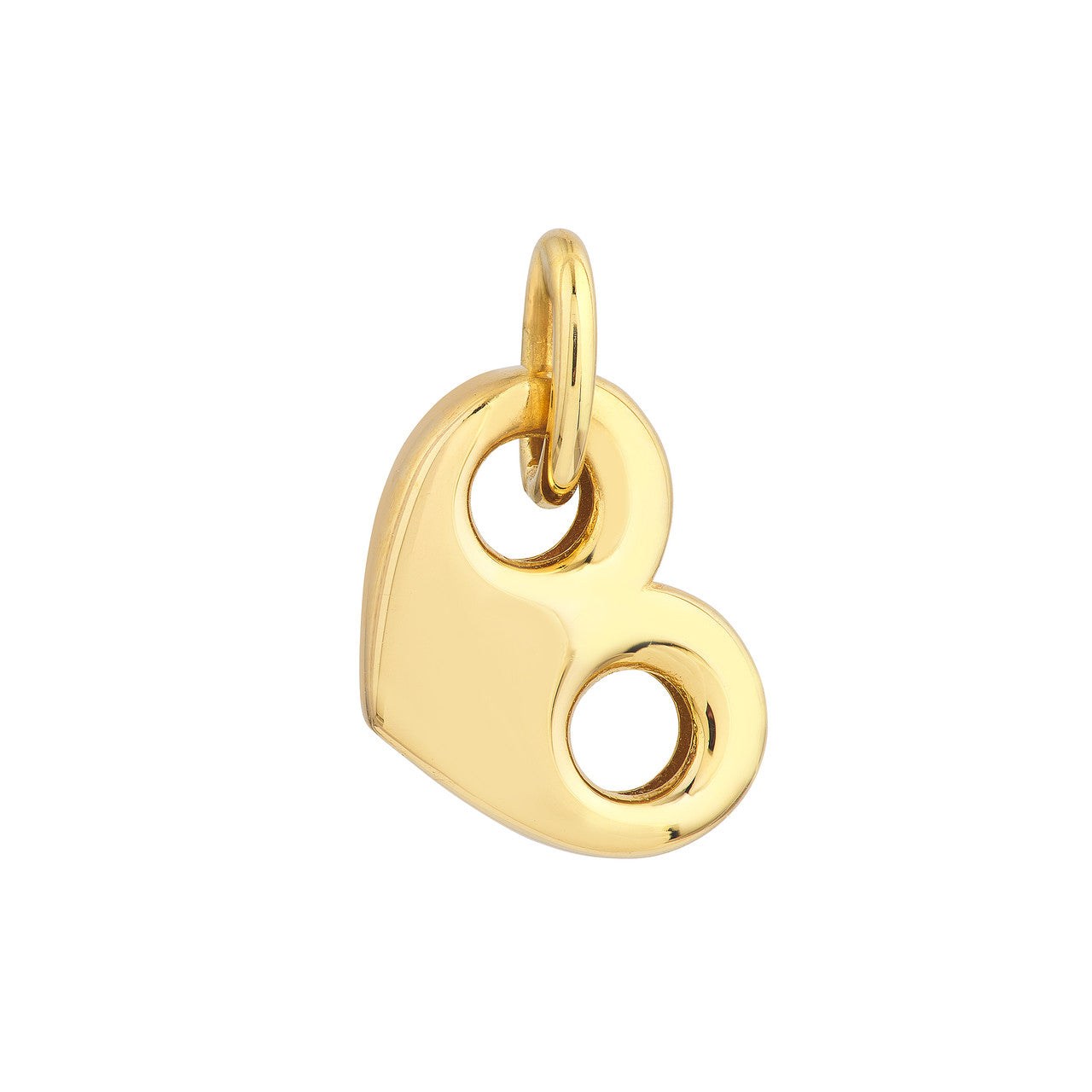 Puff Mariner Heart Charm 14K Yellow Gold