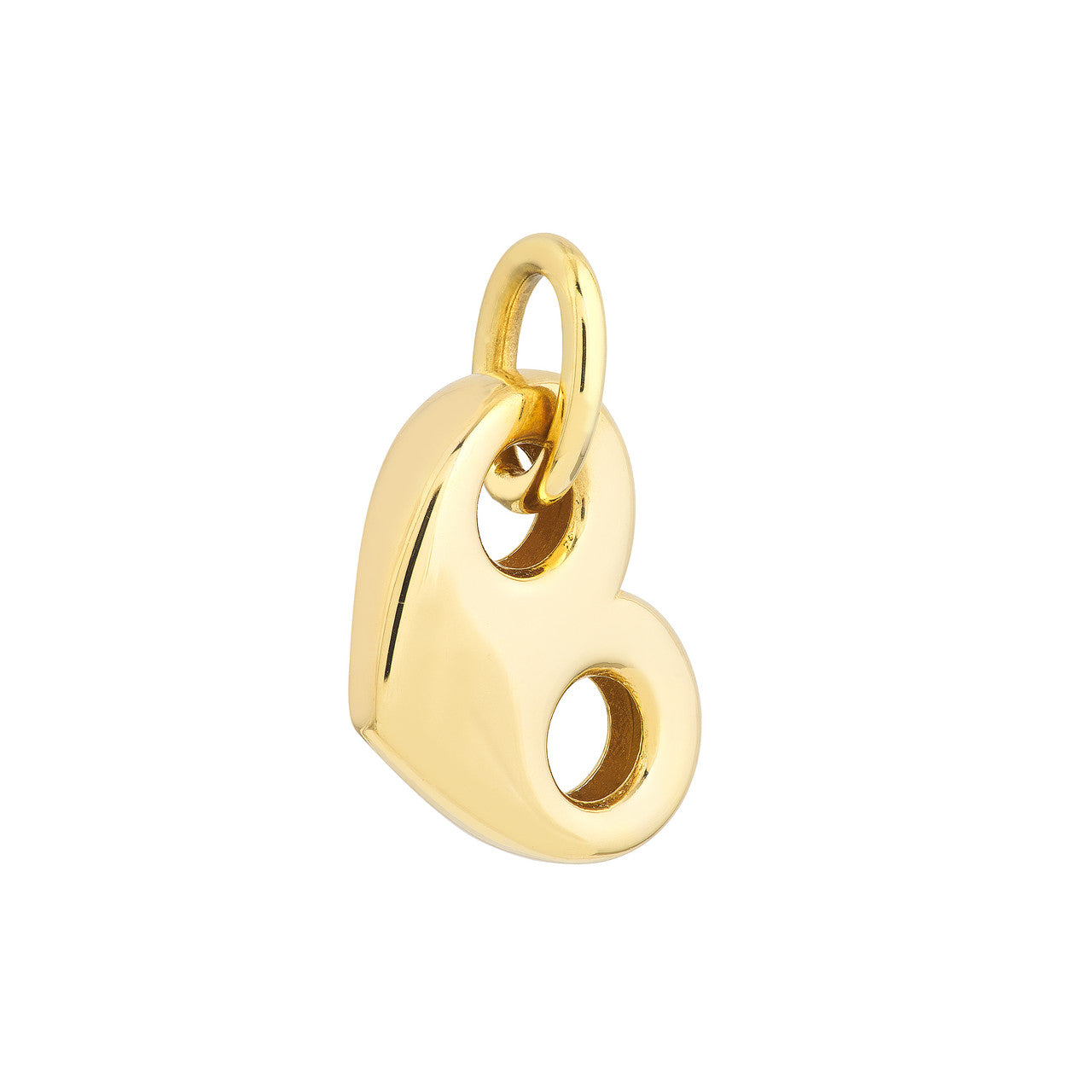 Puff Mariner Heart Charm 14K Yellow Gold