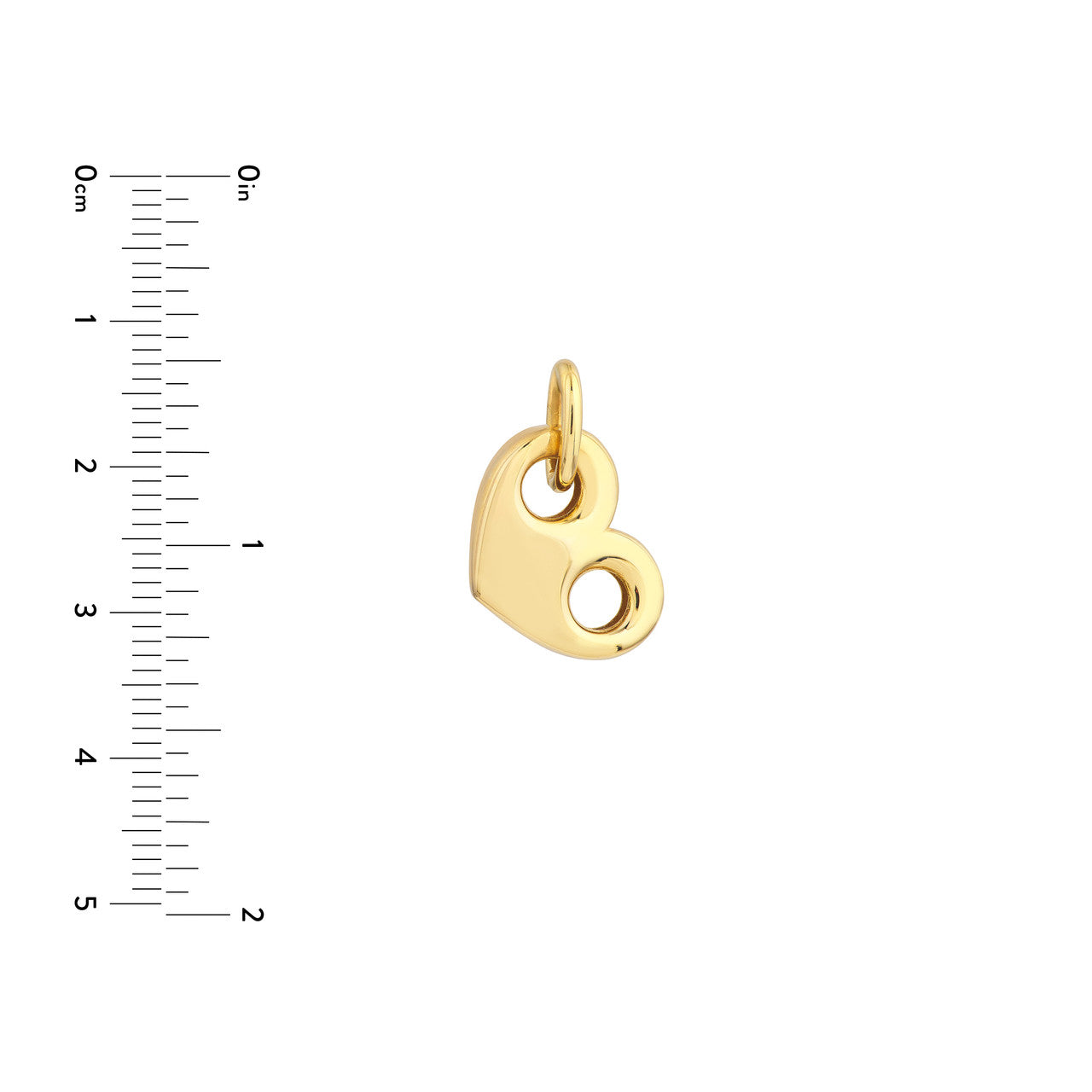 Puff Mariner Heart Charm 14K Yellow Gold