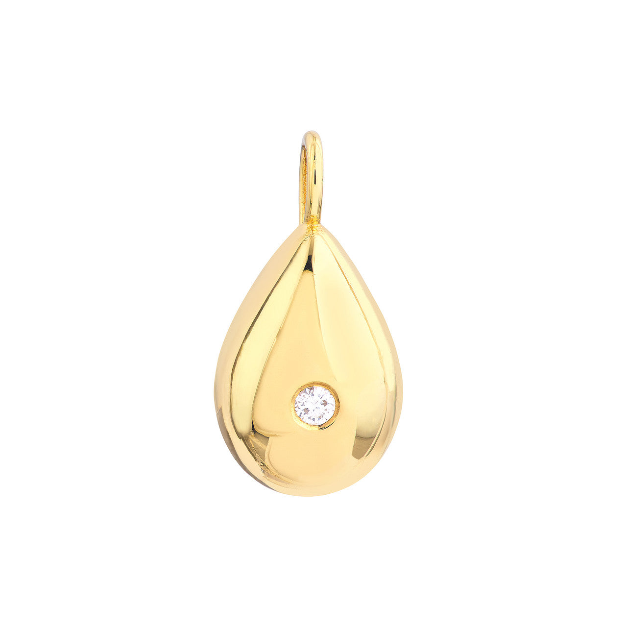 Pear Shaped Diamond Charm in 14K Yellow Gold