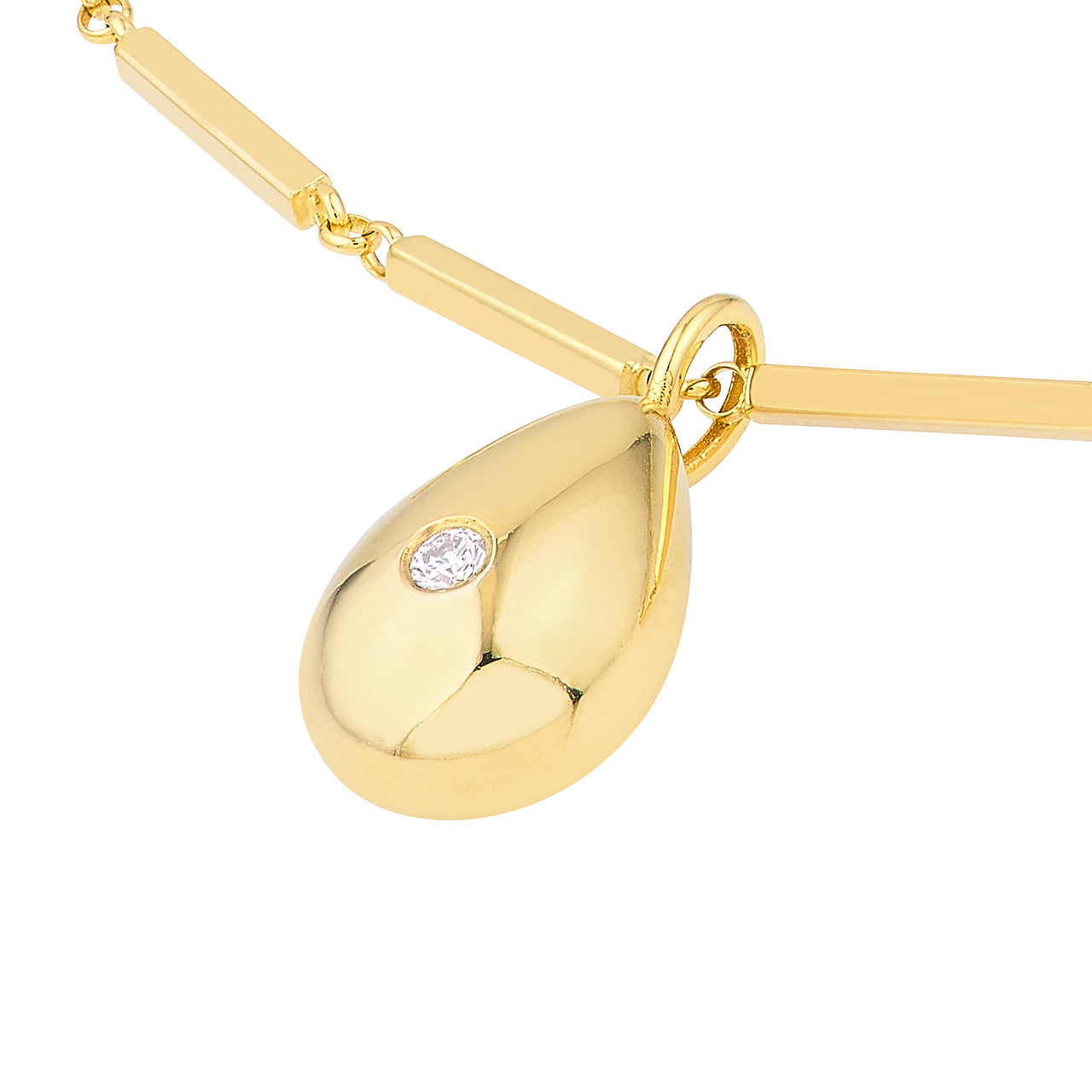 Pear Shaped Diamond Charm in 14K Yellow Gold