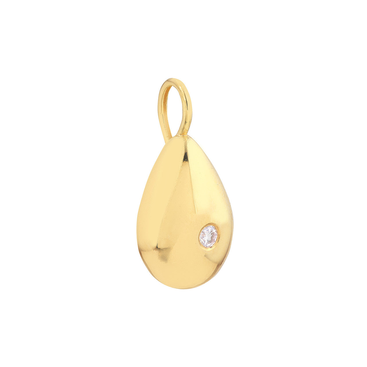 Pear Shaped Diamond Charm in 14K Yellow Gold