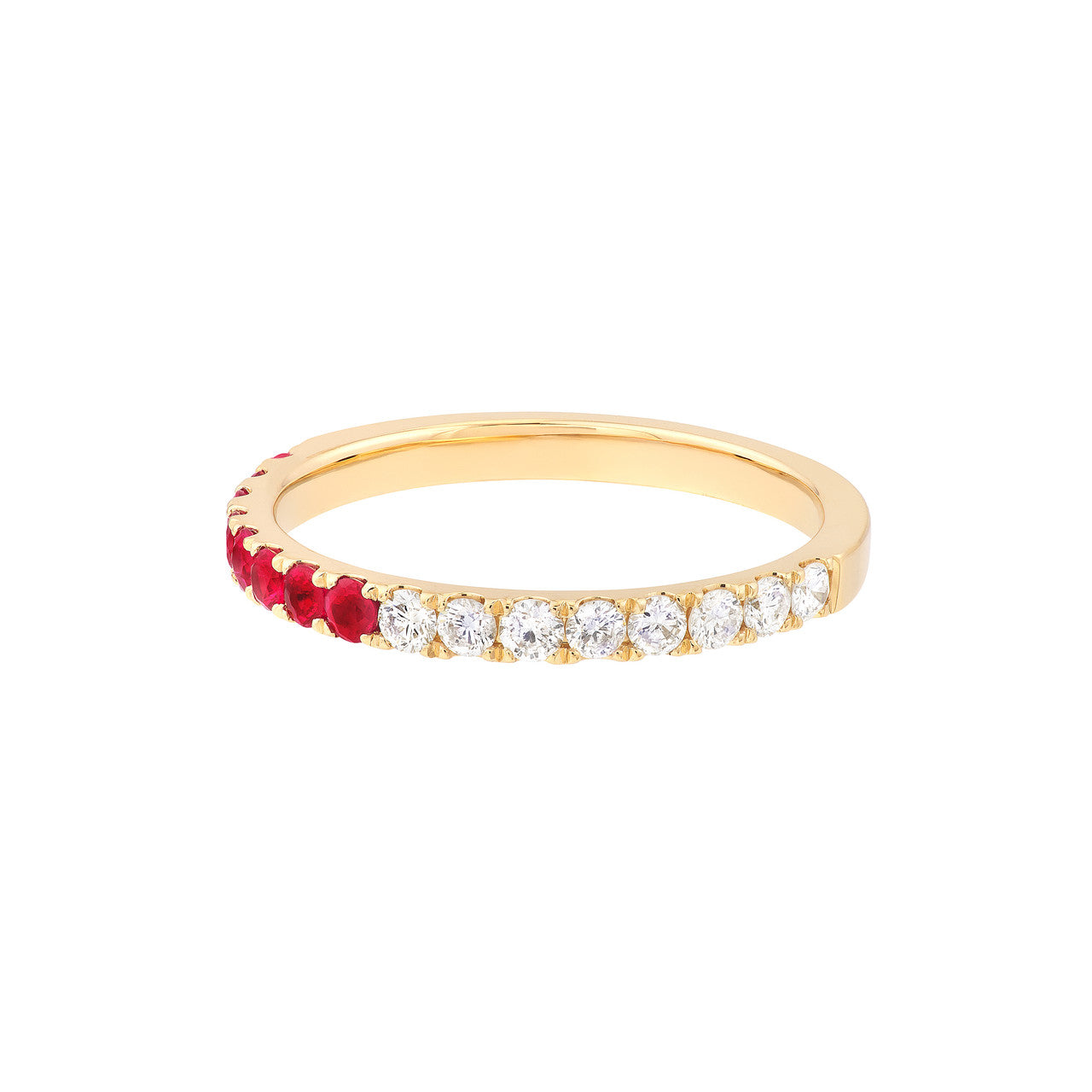 50/50 Gemstone and Diamond Stackable Halfway Band 14K Yellow Gold