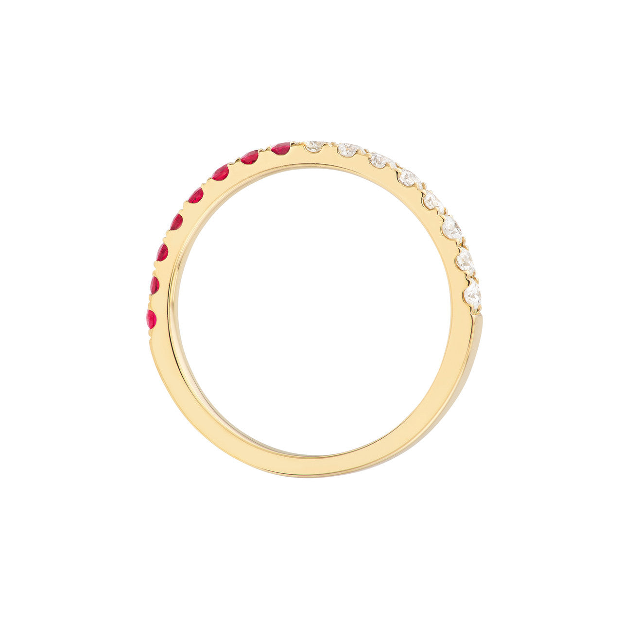 50/50 Gemstone and Diamond Stackable Halfway Band 14K Yellow Gold