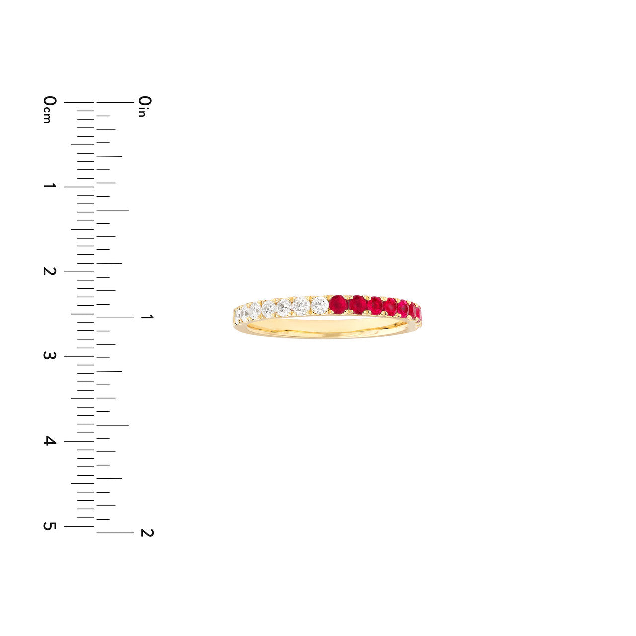 50/50 Gemstone and Diamond Stackable Halfway Band 14K Yellow Gold