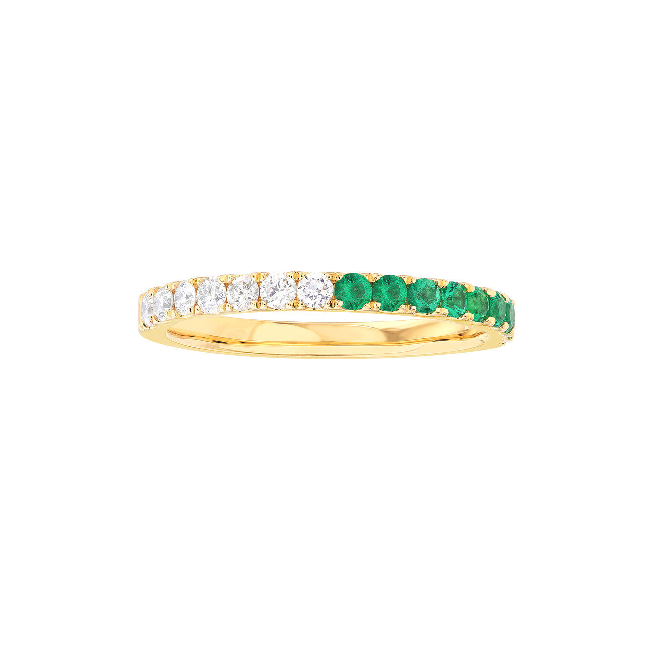 50/50 Gemstone and Diamond Stackable Halfway Band 14K Yellow Gold