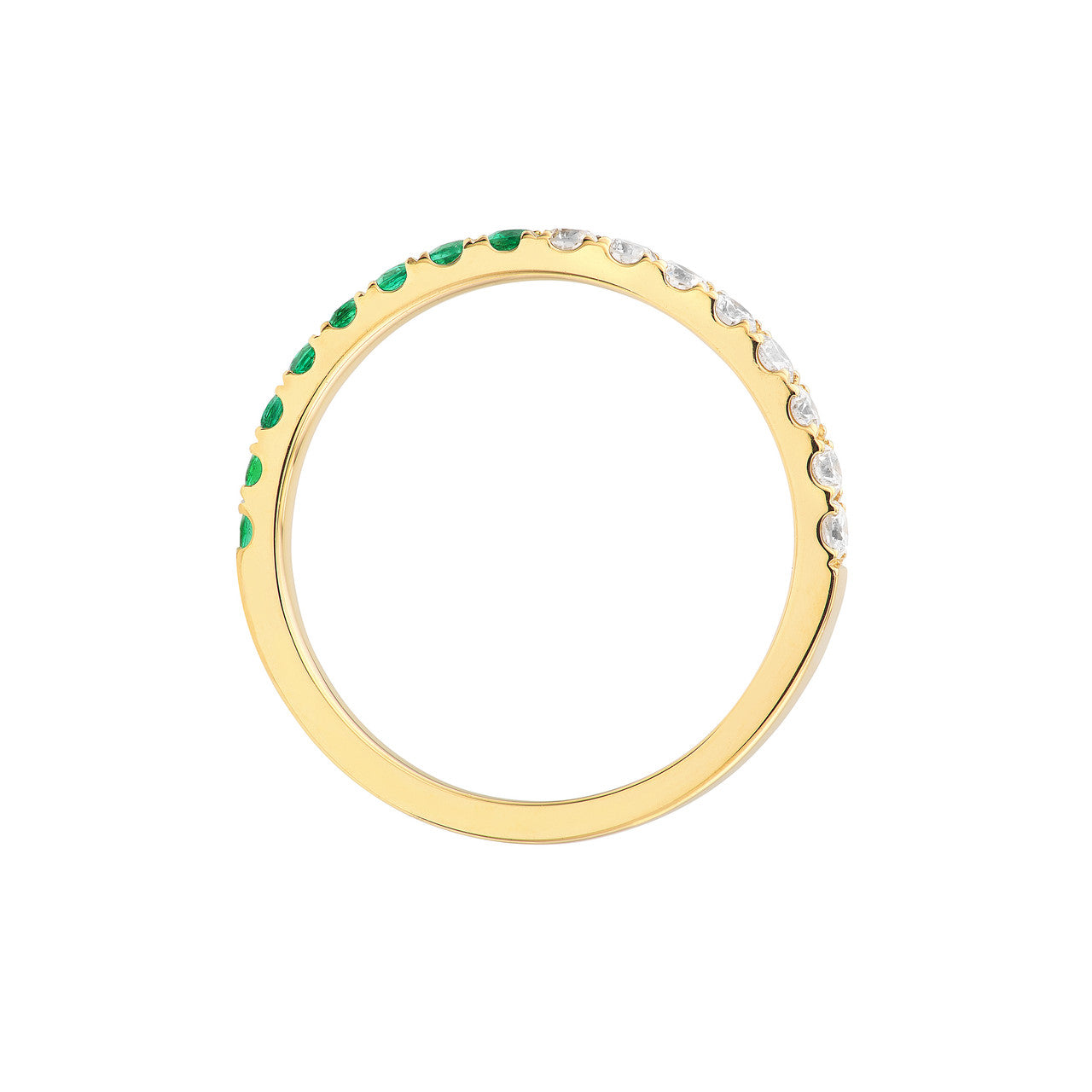 50/50 Gemstone and Diamond Stackable Halfway Band 14K Yellow Gold