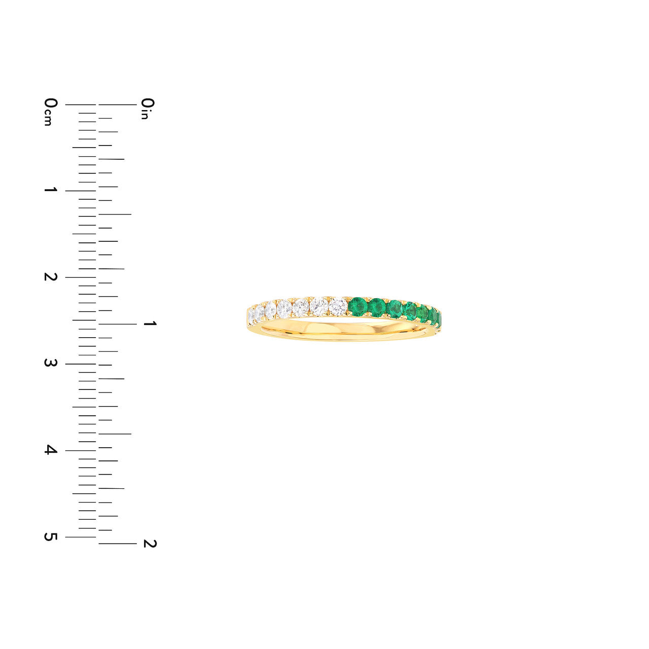 50/50 Gemstone and Diamond Stackable Halfway Band 14K Yellow Gold
