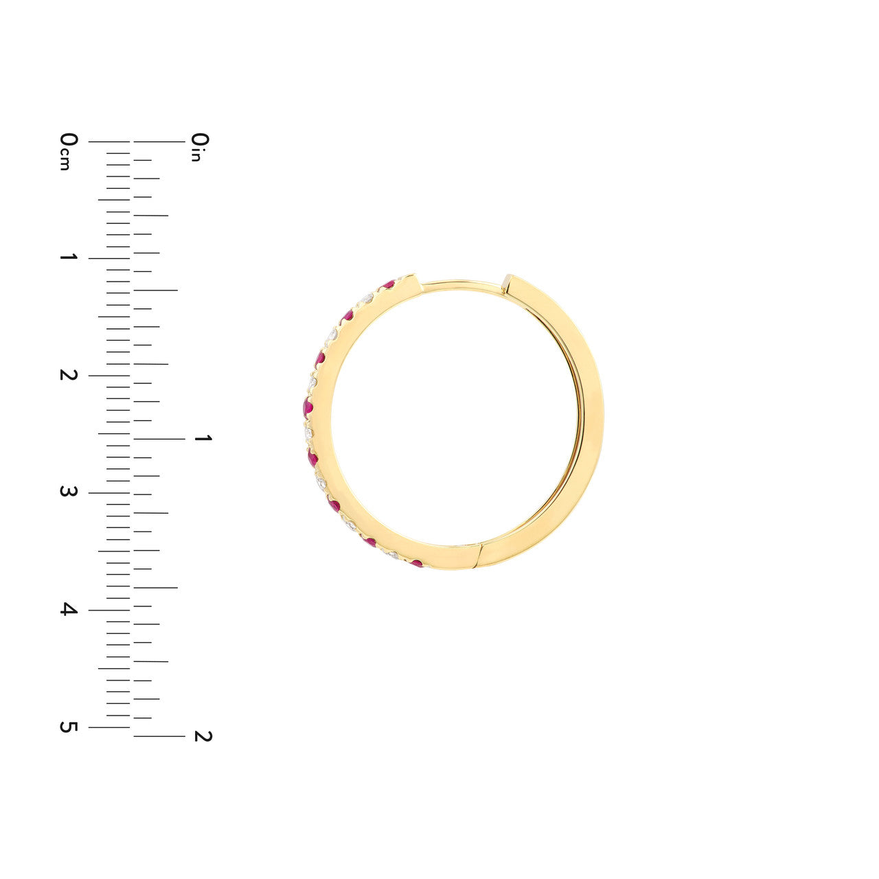 Gemstone and Diamond Hoop Earrings 14K Yellow Gold