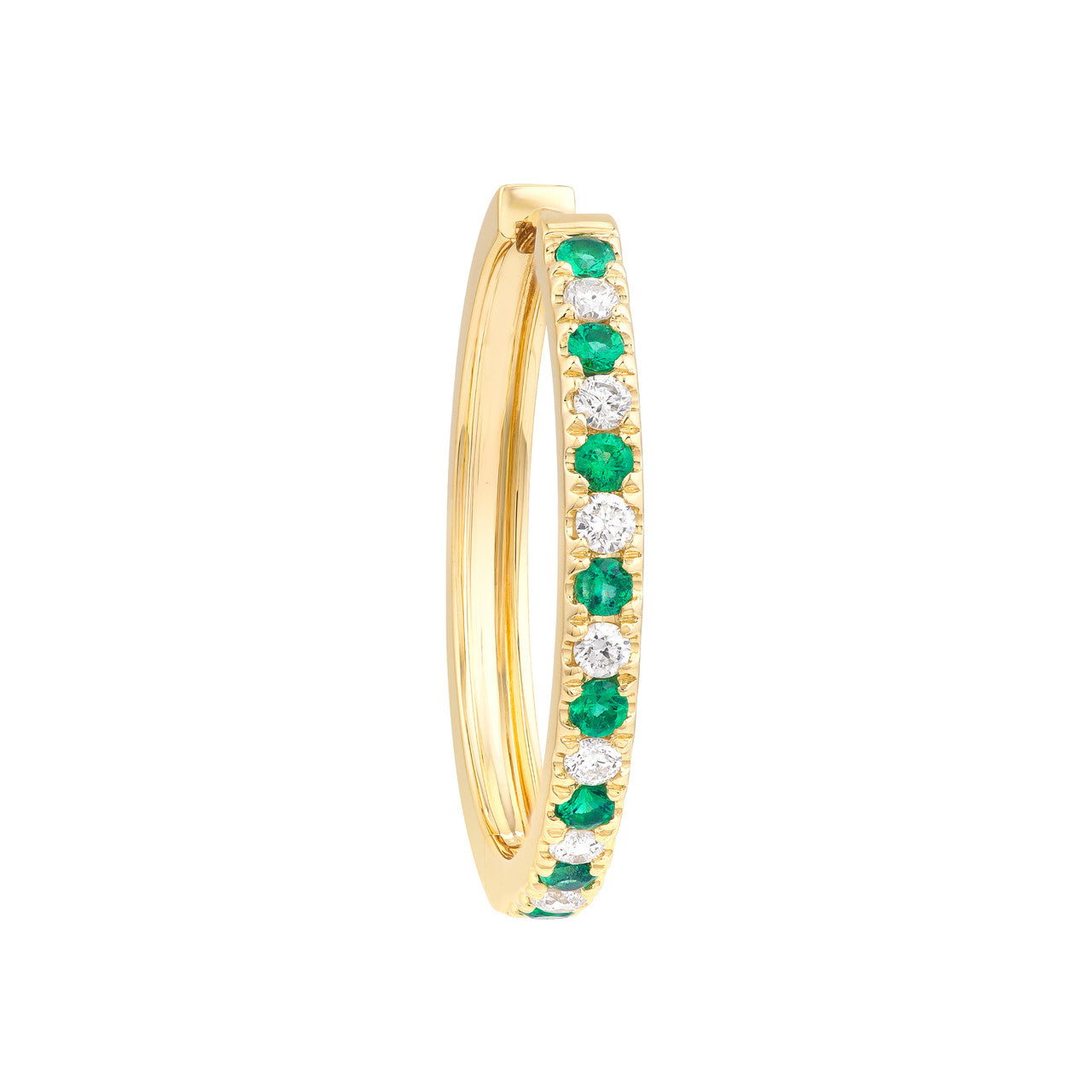 Gemstone and Diamond Hoop Earrings 14K Yellow Gold