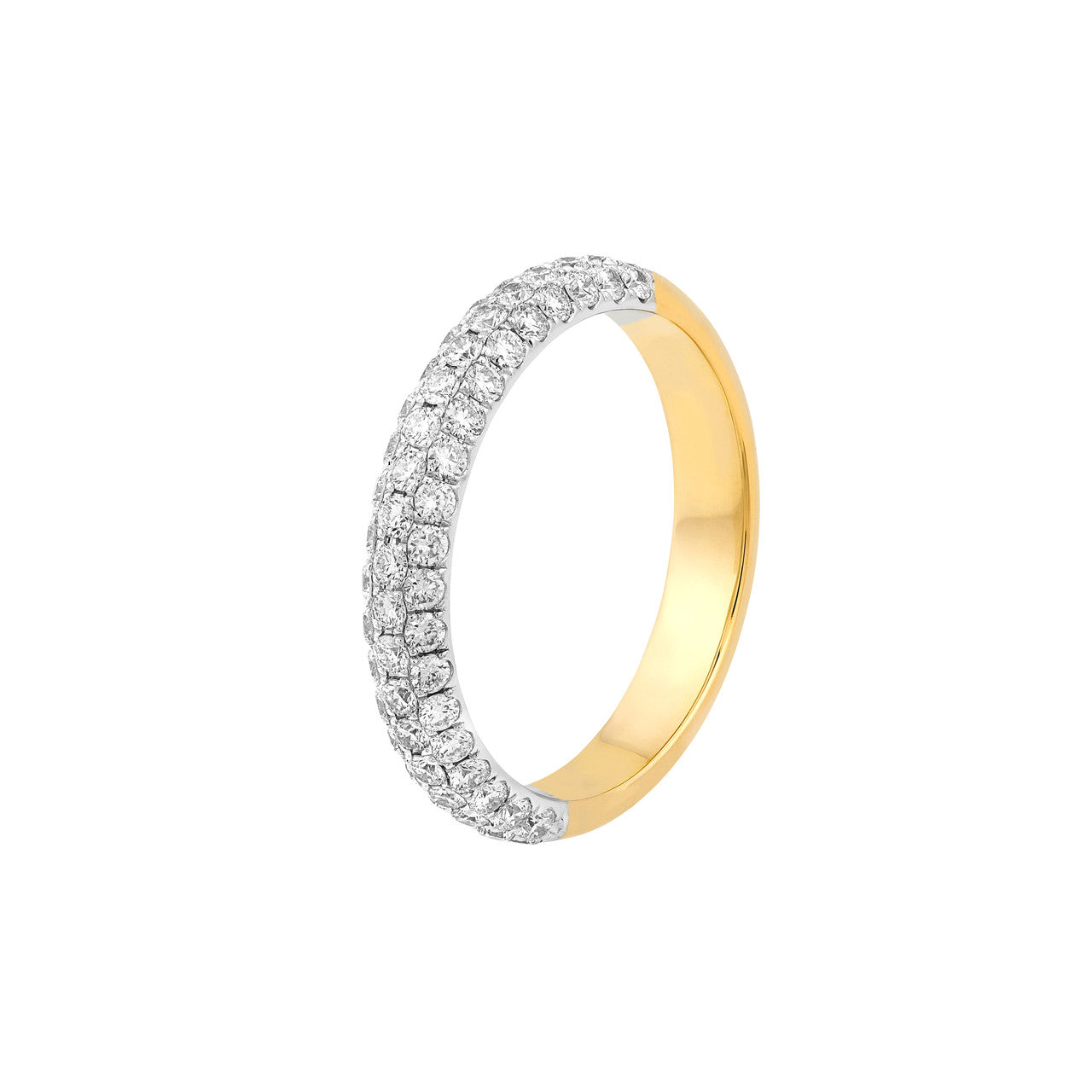 Diamond Pave Stackable Halfway Band "The Puffy" 14K Two Tone Gold