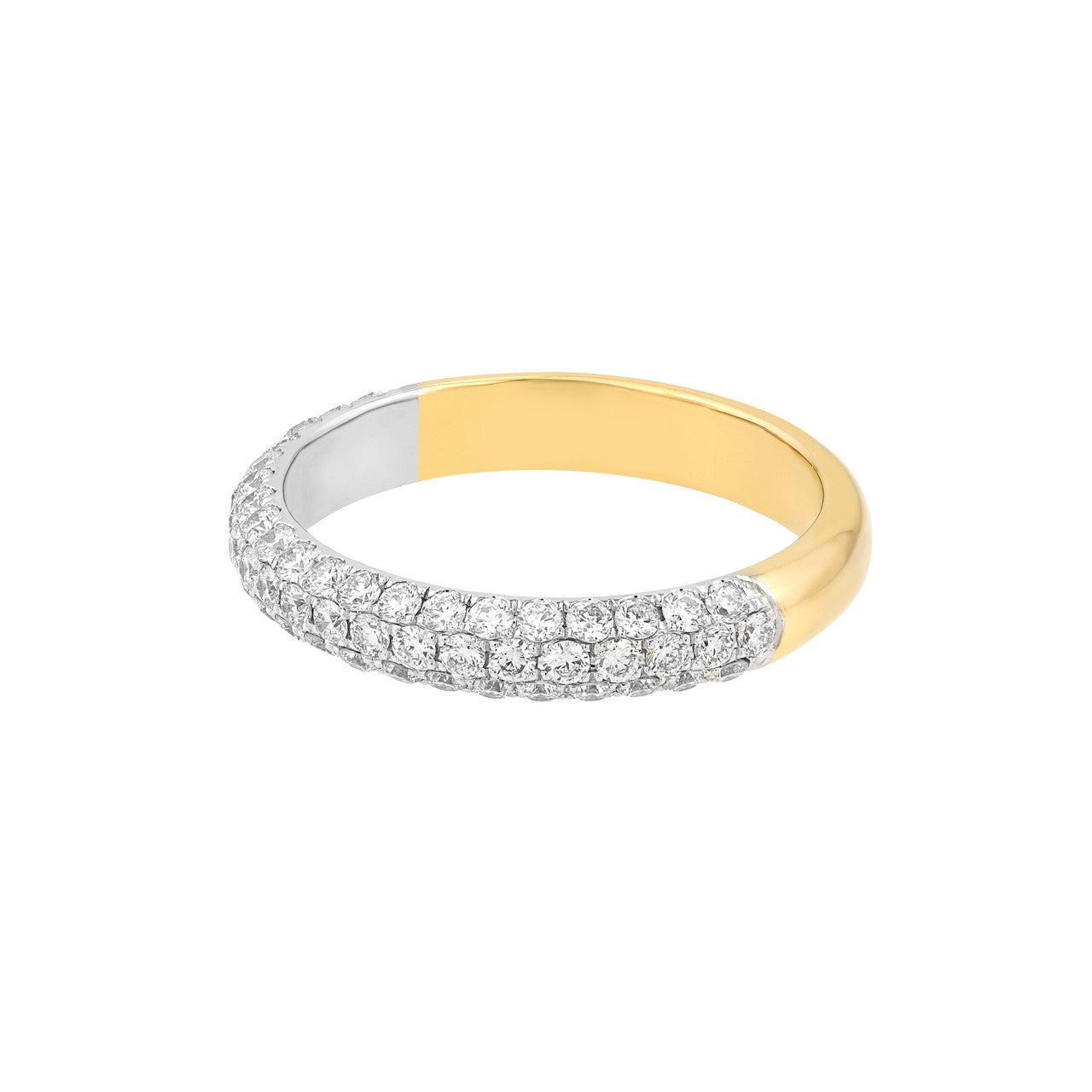Diamond Pave Stackable Halfway Band "The Puffy" 14K Two Tone Gold