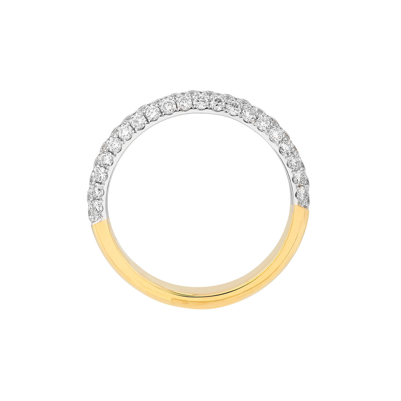 Diamond Pave Stackable Halfway Band "The Puffy" 14K Two Tone Gold