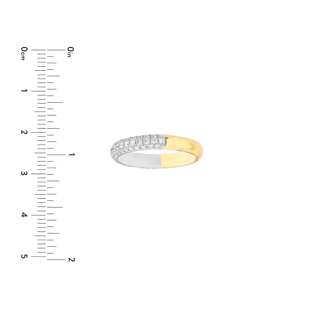 Diamond Pave Stackable Halfway Band "The Puffy" 14K Two Tone Gold