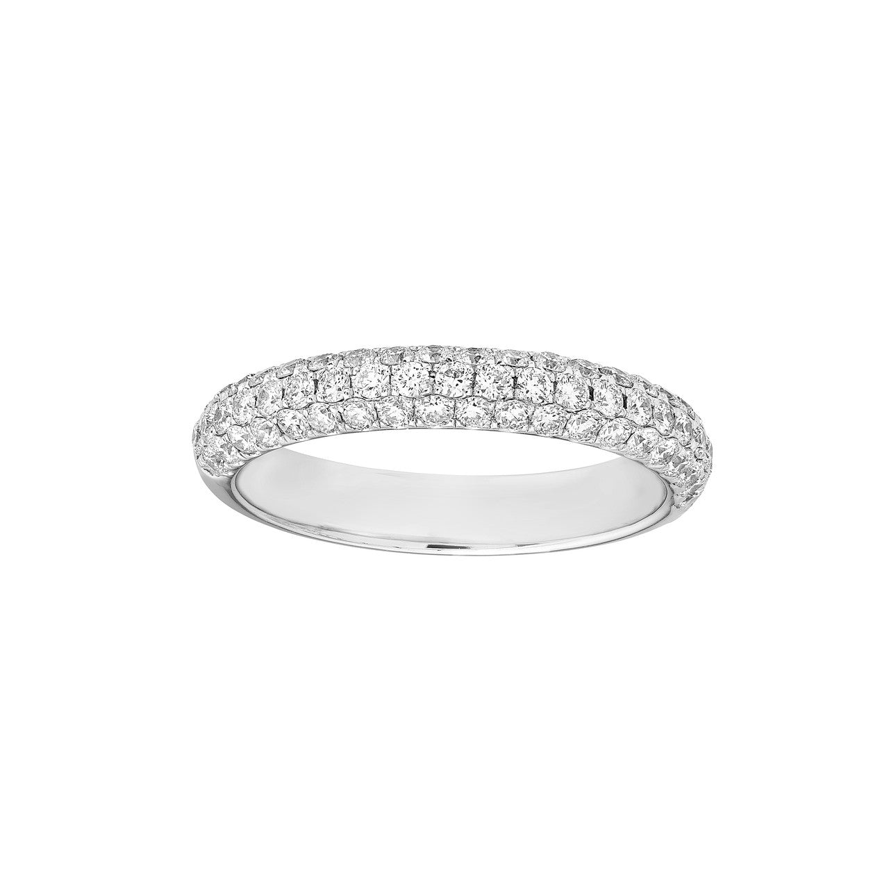 Pave Diamond Stackable Halfway Band "The Puffy" (7/8tcw) in 14K White Gold