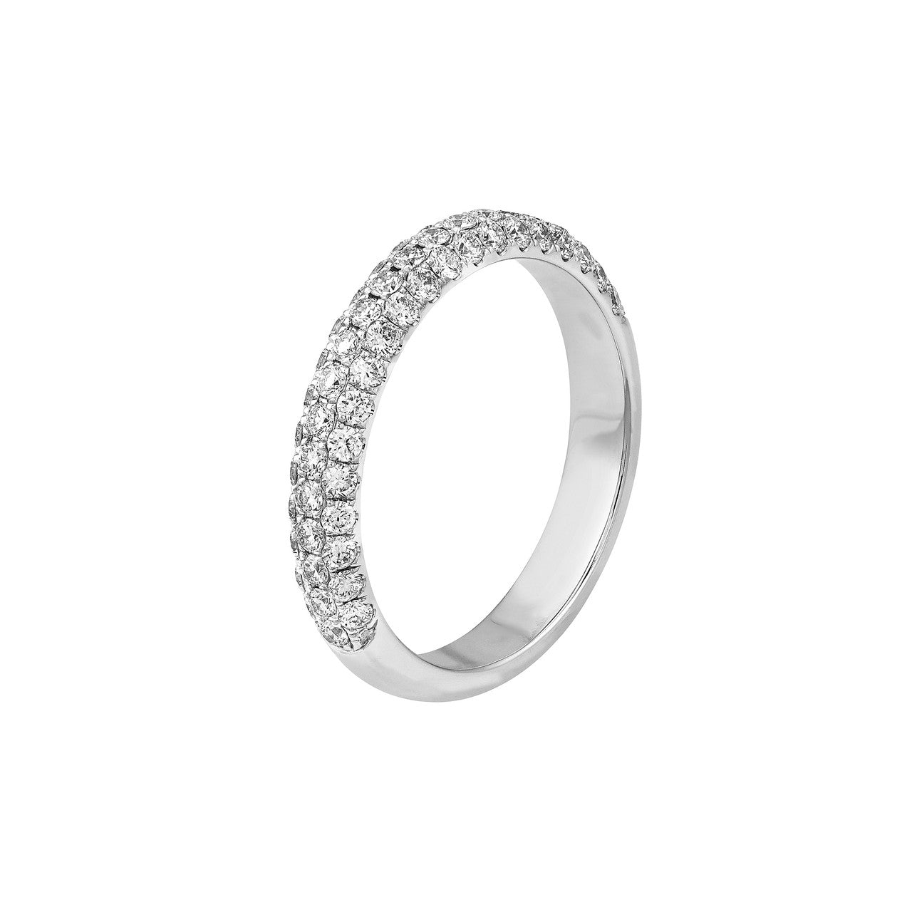 Pave Diamond Stackable Halfway Band "The Puffy" (7/8tcw) in 14K White Gold
