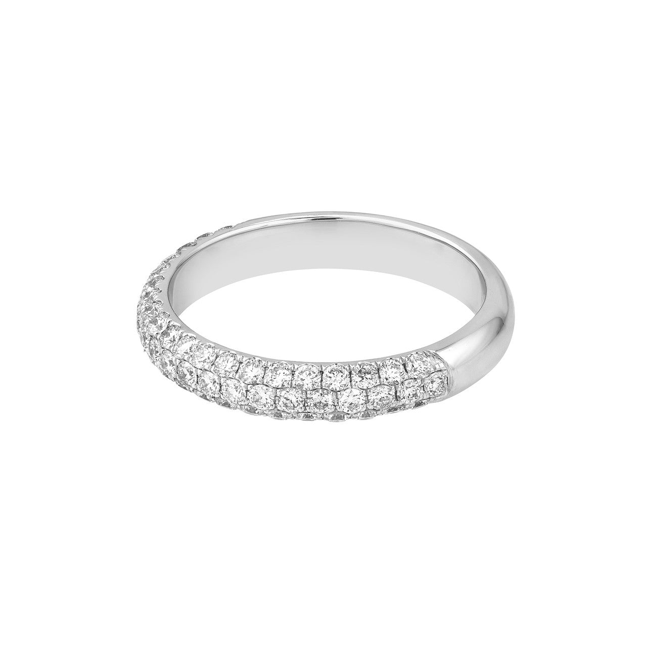 Pave Diamond Stackable Halfway Band "The Puffy" (7/8tcw) in 14K White Gold