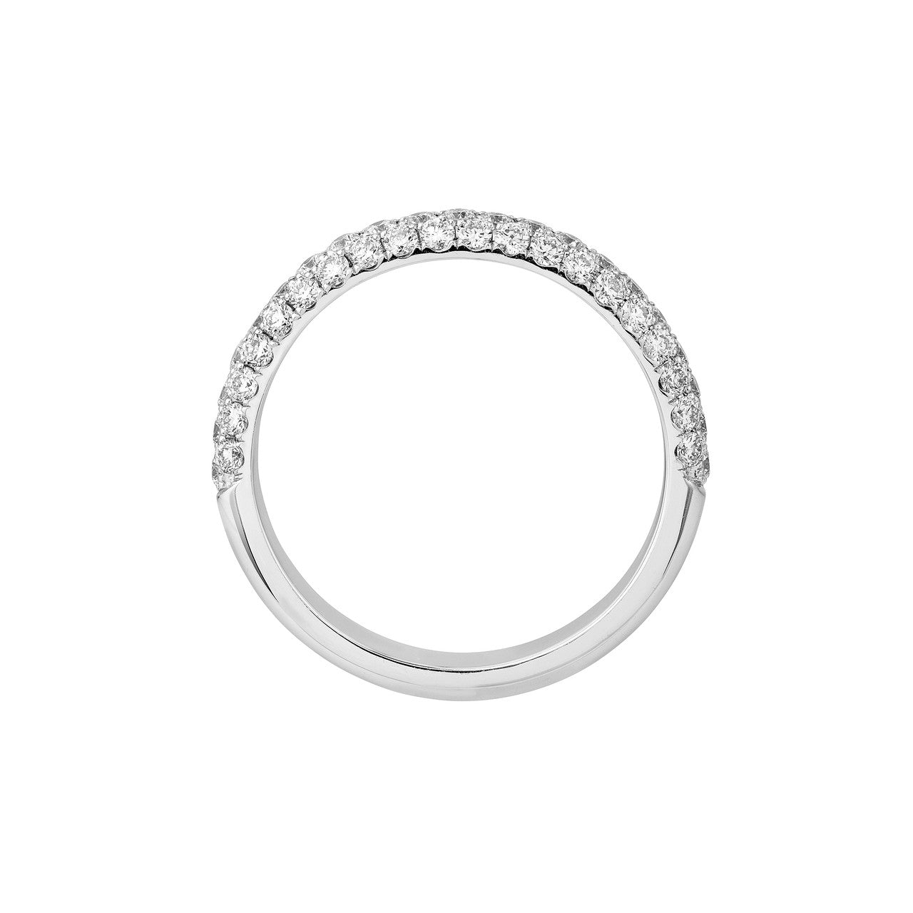 Pave Diamond Stackable Halfway Band "The Puffy" (7/8tcw) in 14K White Gold