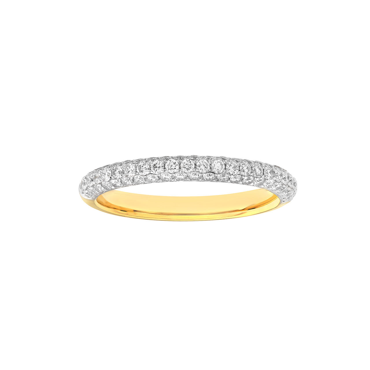 Diamond Pave Stackable Halfway Band "The Puffy" 14K Two Tone Gold