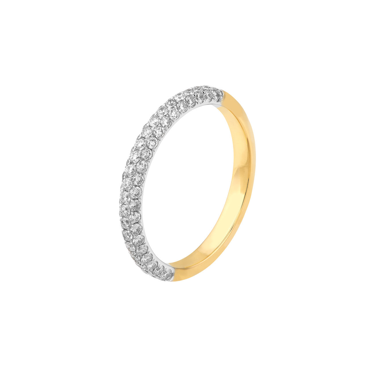 Diamond Pave Stackable Halfway Band "The Puffy" 14K Two Tone Gold