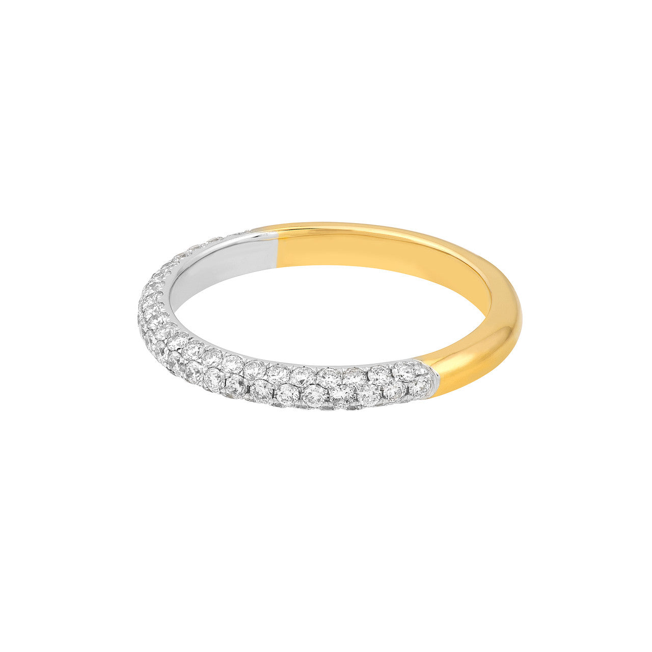 Diamond Pave Stackable Halfway Band "The Puffy" 14K Two Tone Gold