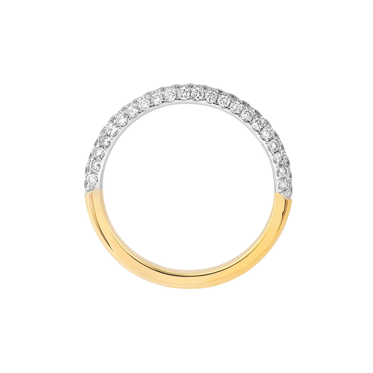 Diamond Pave Stackable Halfway Band "The Puffy" 14K Two Tone Gold