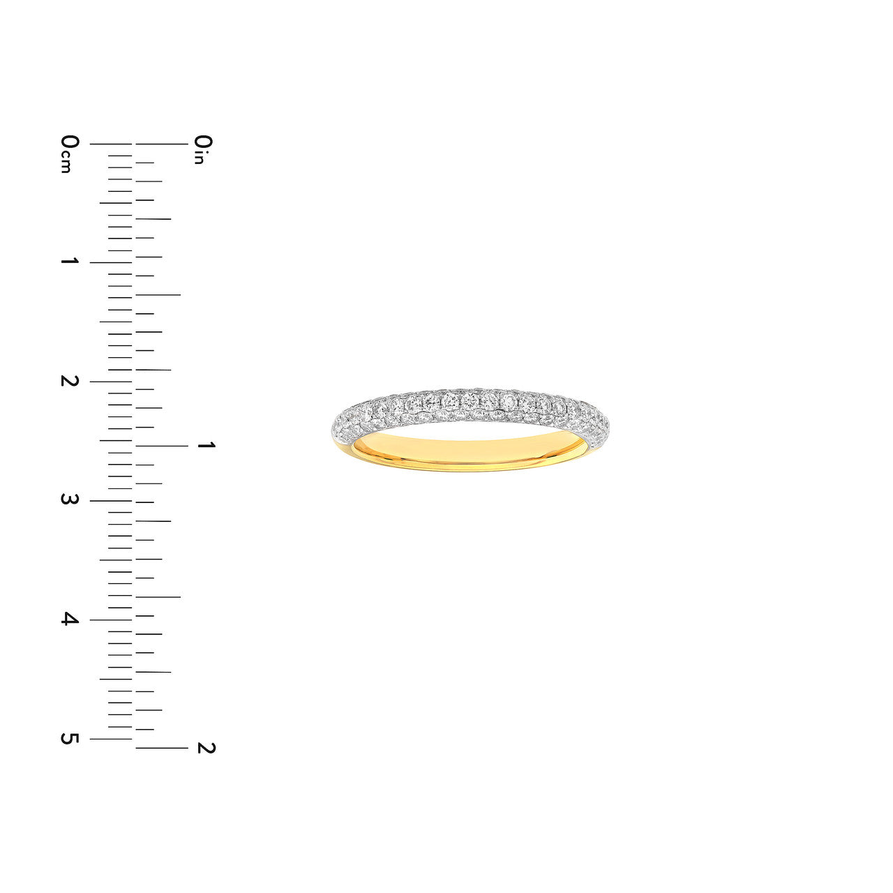 Diamond Pave Stackable Halfway Band "The Puffy" 14K Two Tone Gold