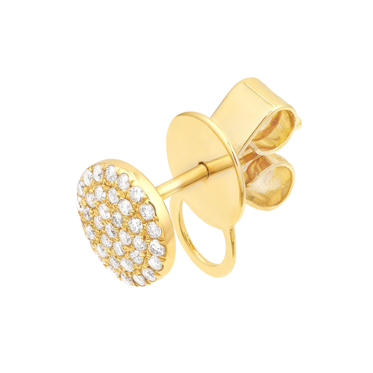 Pavé Diamond Heart Stud Earrings 14K Yellow Gold