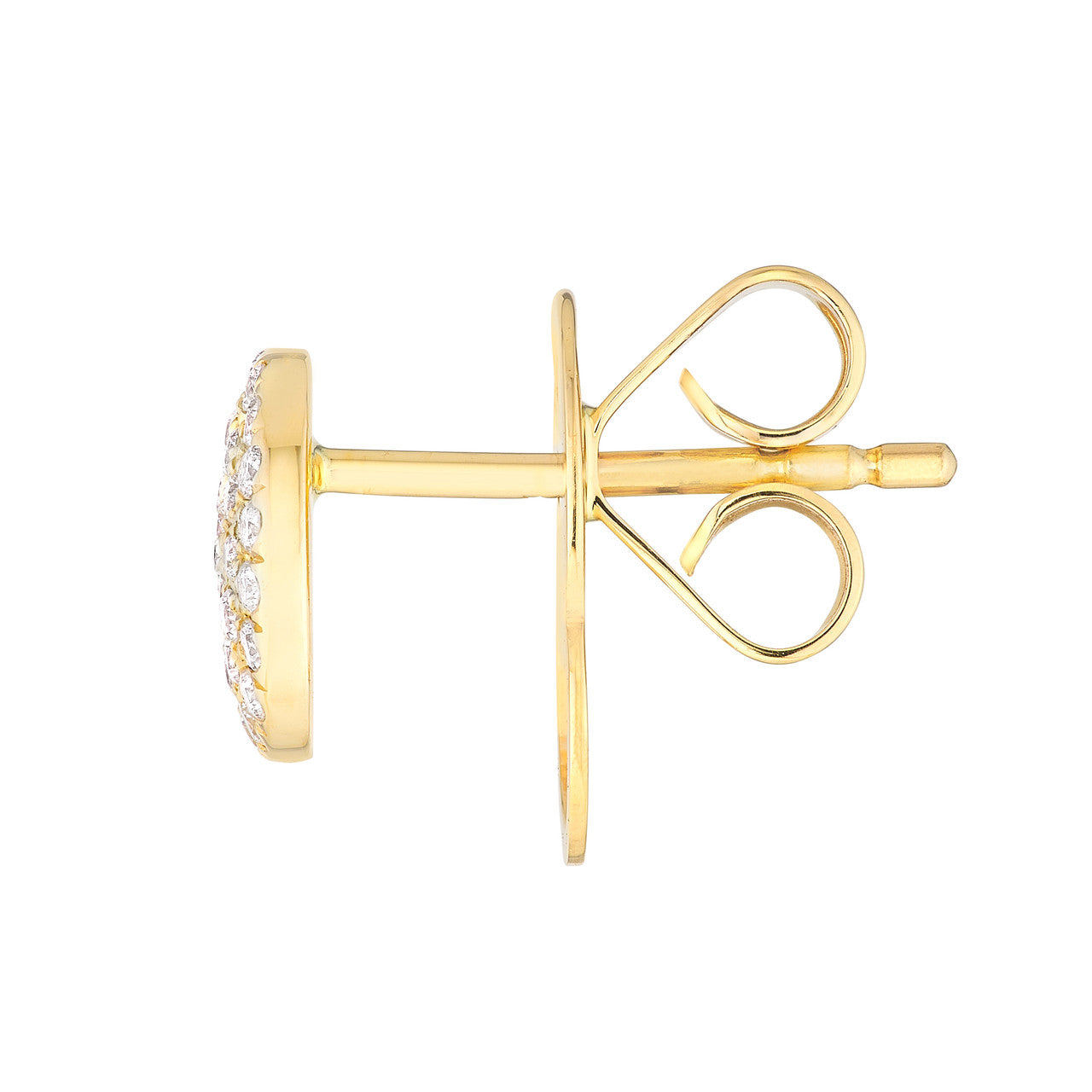 Pavé Diamond Heart Stud Earrings 14K Yellow Gold