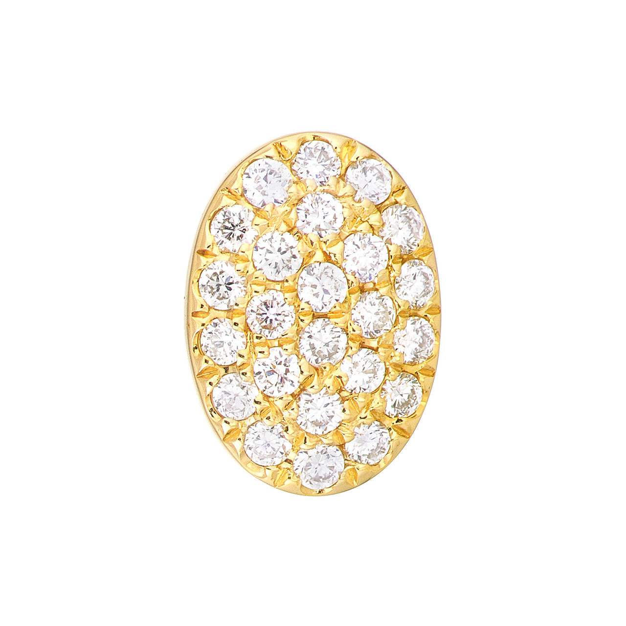 Pave Diamond Oval Stud Earrings (1/6ctw) in 14K Yellow Gold