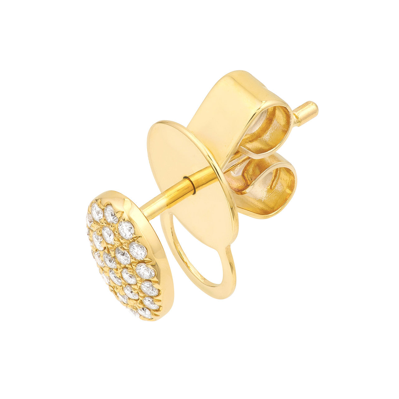 Pave Diamond Oval Stud Earrings (1/6ctw) in 14K Yellow Gold