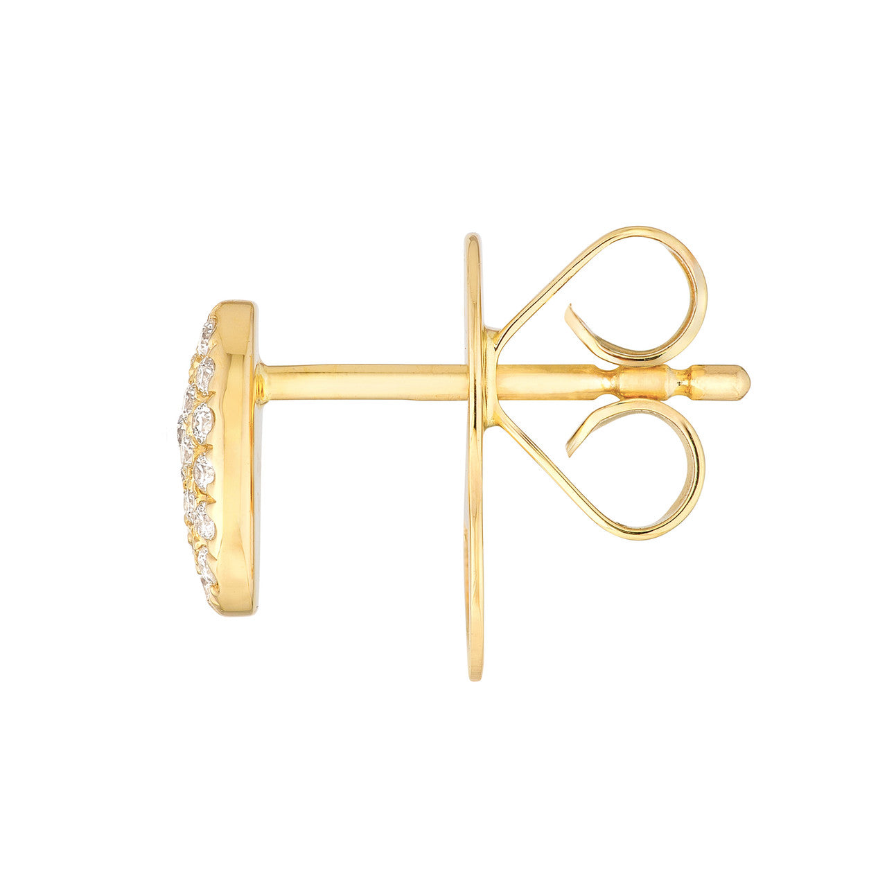 Pave Diamond Oval Stud Earrings (1/6ctw) in 14K Yellow Gold