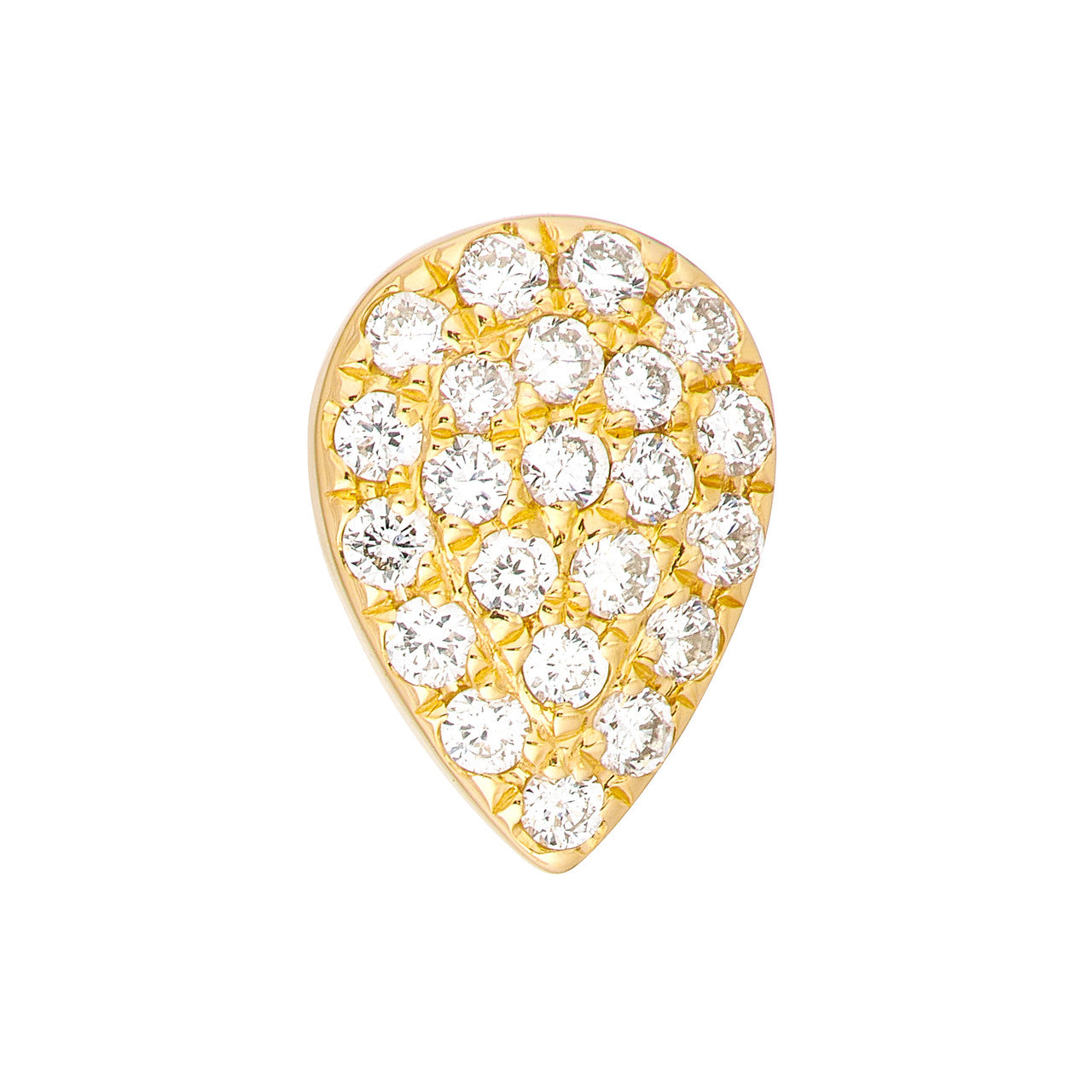 Diamond Pave Pear Stud Earrings (1/8ctw) in 14K Yellow Gold