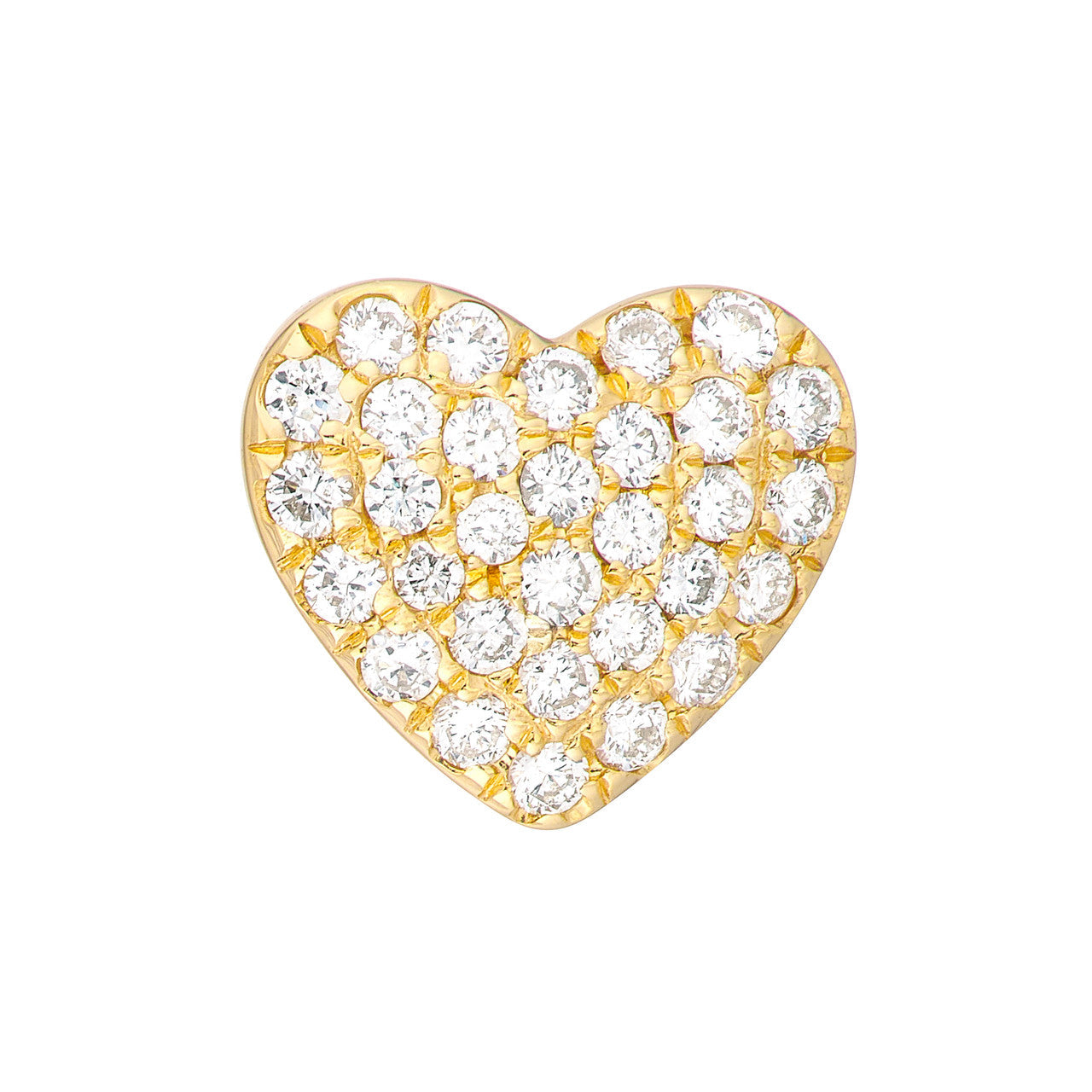 Pavé Diamond Heart Stud Earrings 14K Yellow Gold