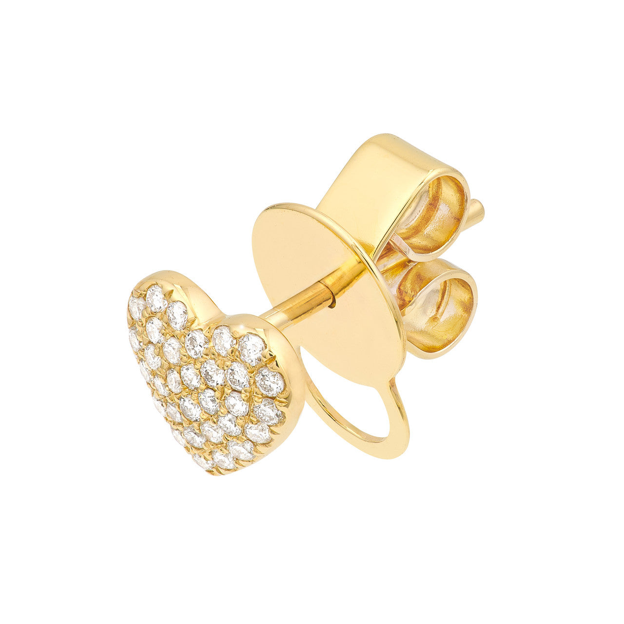 Pavé Diamond Heart Stud Earrings 14K Yellow Gold