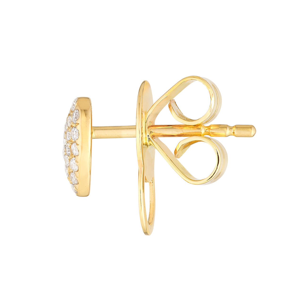 Pavé Diamond Heart Stud Earrings 14K Yellow Gold