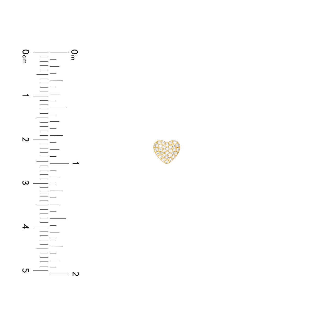 Pavé Diamond Heart Stud Earrings 14K Yellow Gold