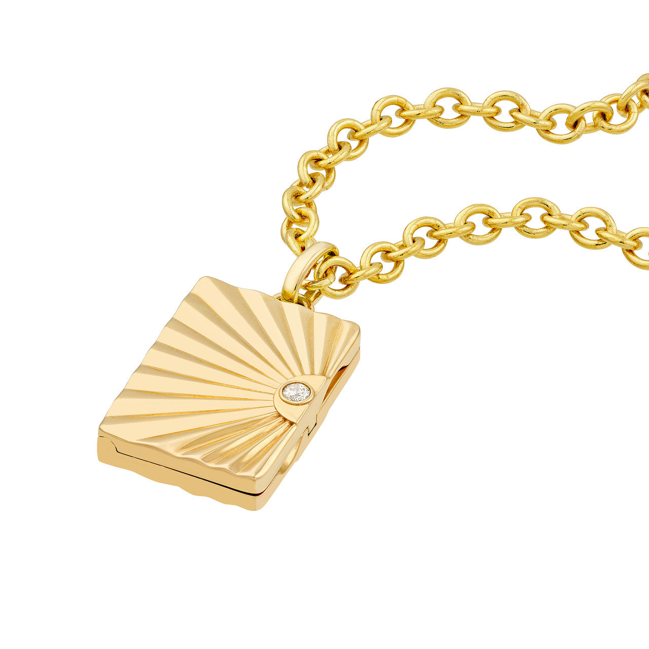 3pt Diamond Vertical Radiant Locket in 14K Yellow Gold