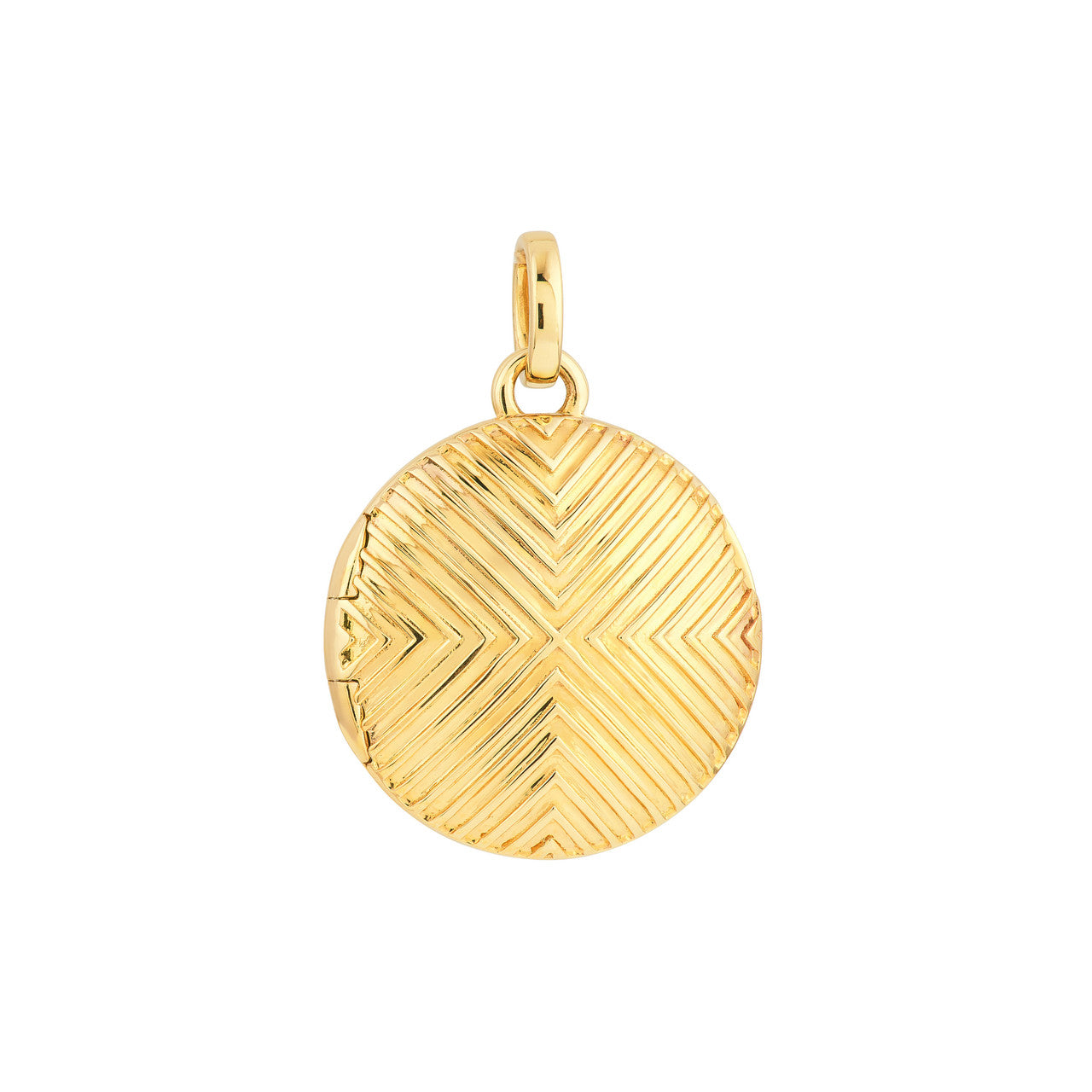 Textured Circle Locket in 14K Yellow Gold