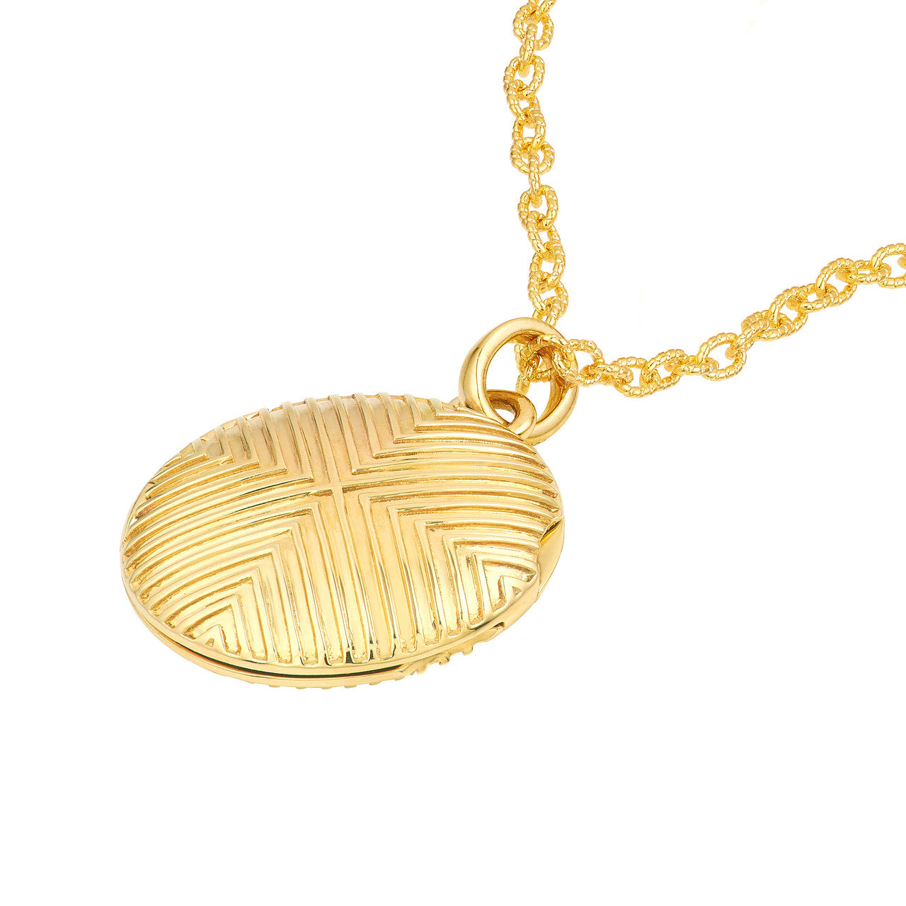 Textured Circle Locket in 14K Yellow Gold