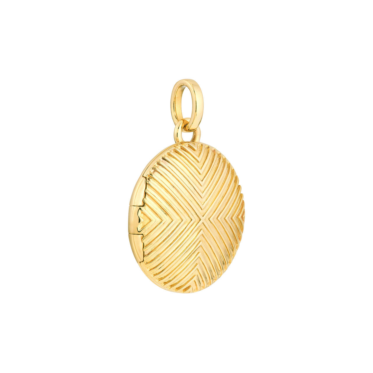 Textured Circle Locket in 14K Yellow Gold