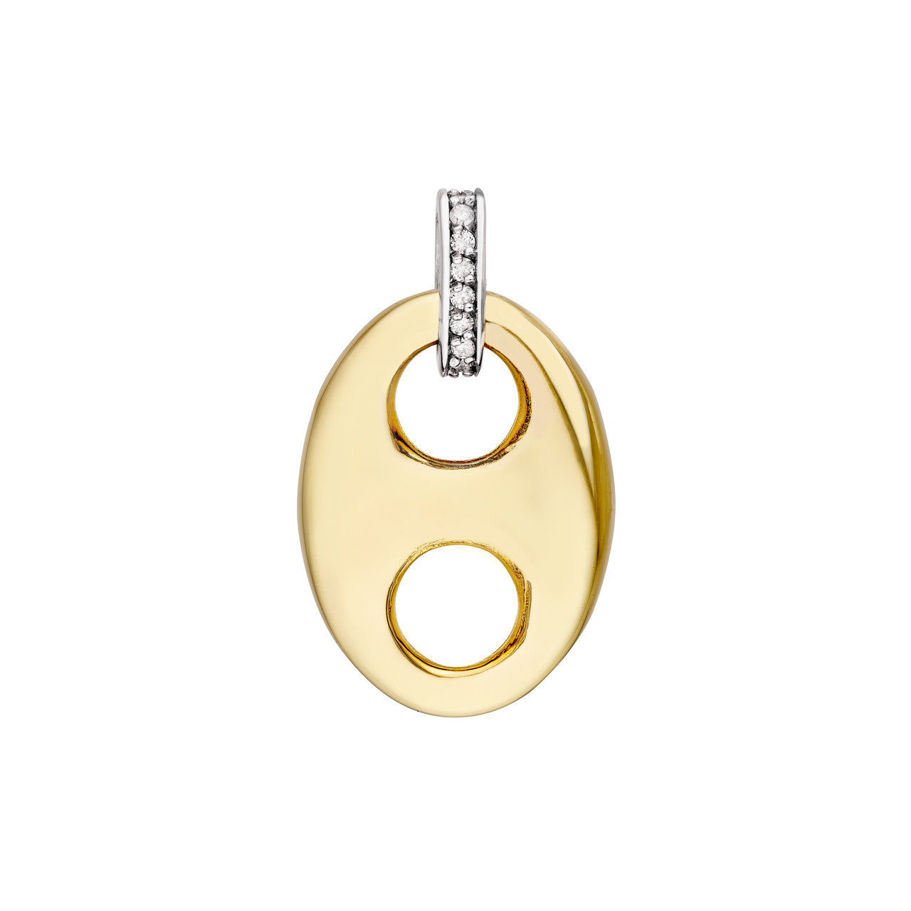 Puff Mariner Diamond Bail Link Pendant 14K Two Tone Gold