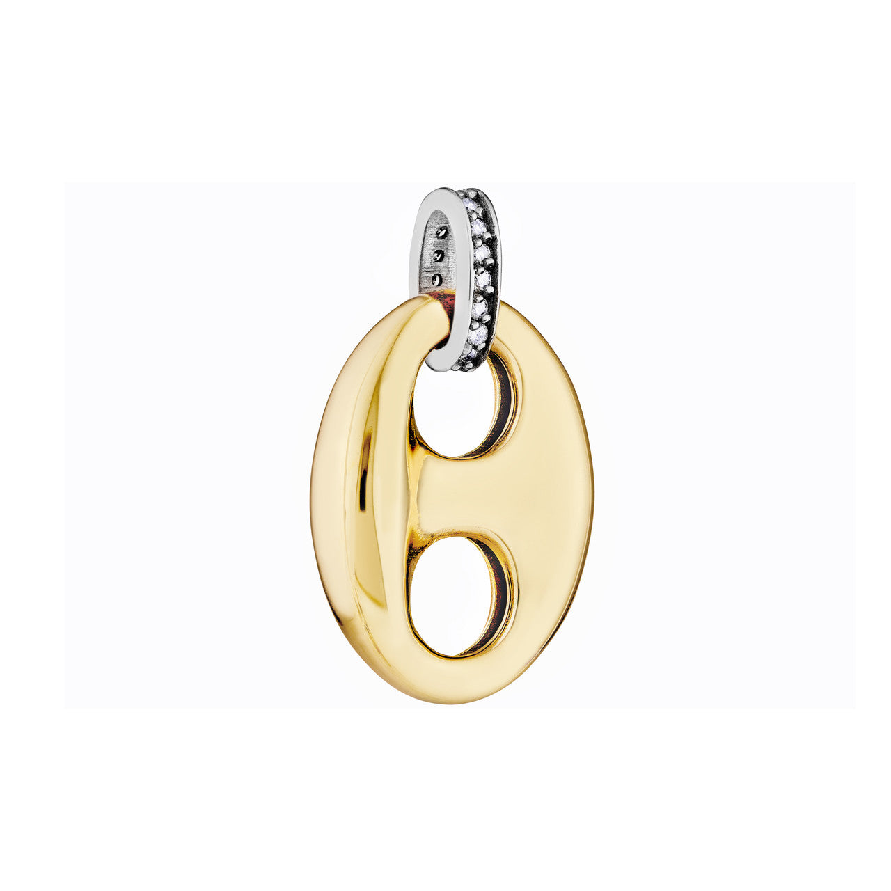 Puff Mariner Diamond Bail Link Pendant 14K Two Tone Gold