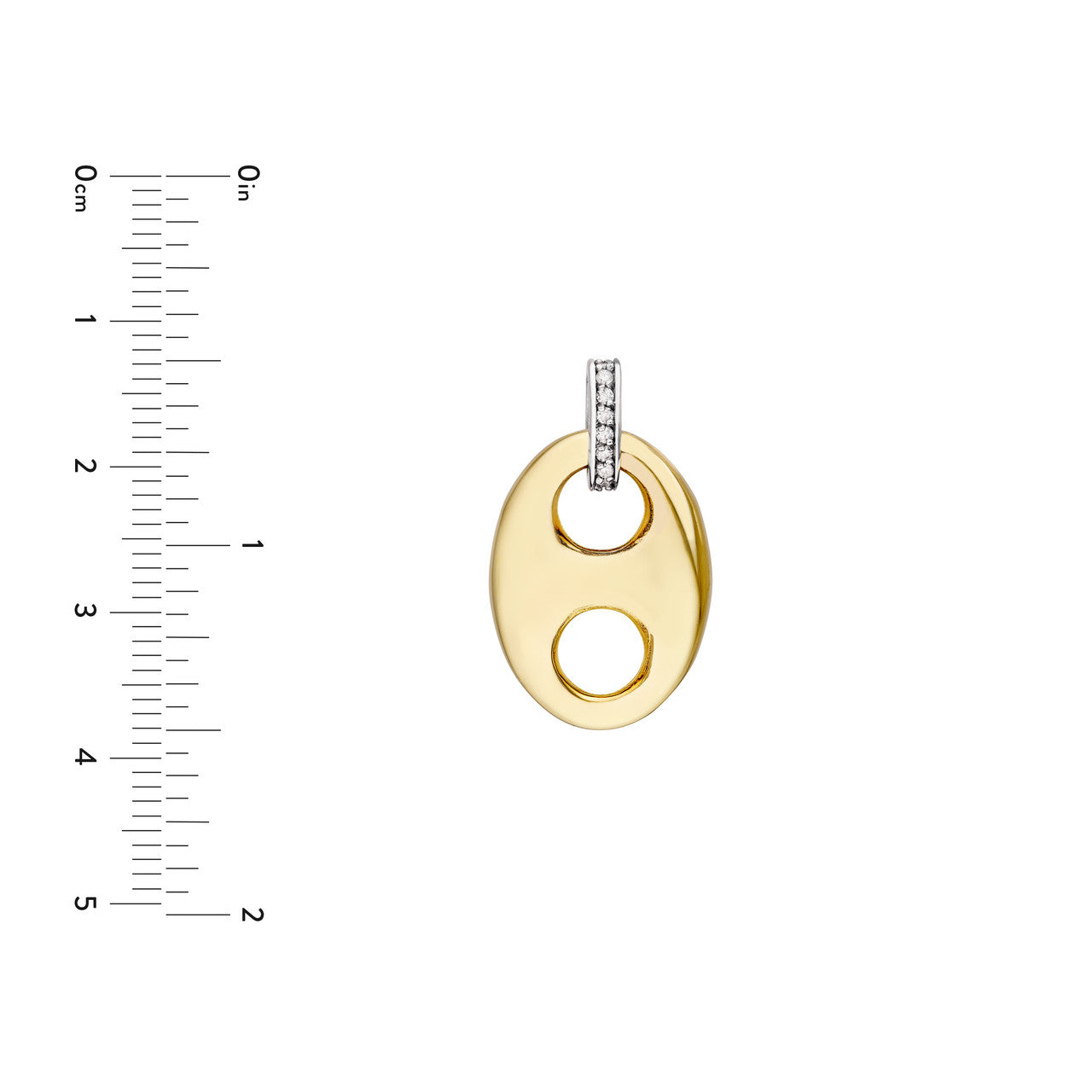 Puff Mariner Diamond Bail Link Pendant 14K Two Tone Gold