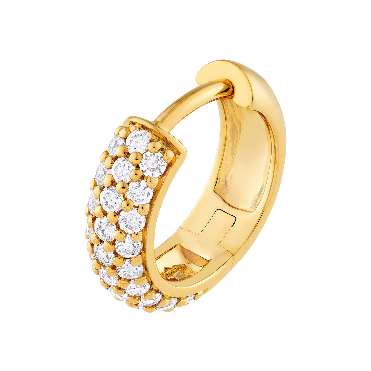 3 Row Diamond Pave Huggies 14K Gold