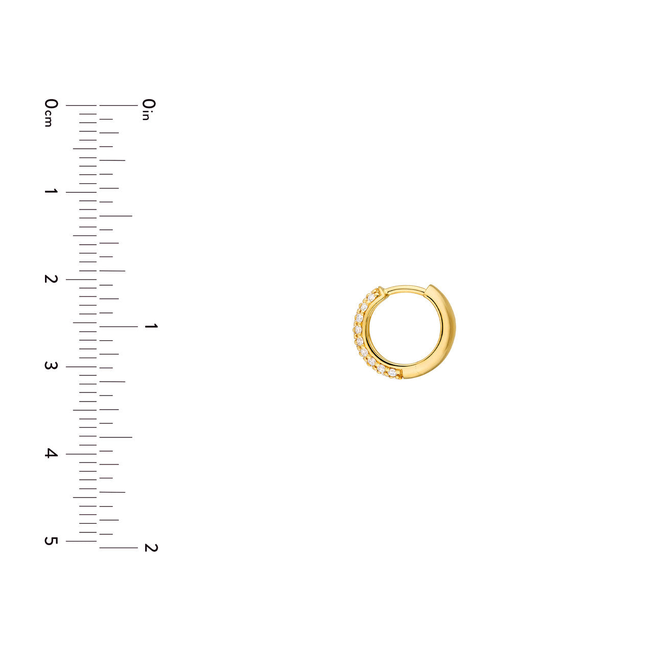 3 Row Diamond Pave Huggies 14K Gold