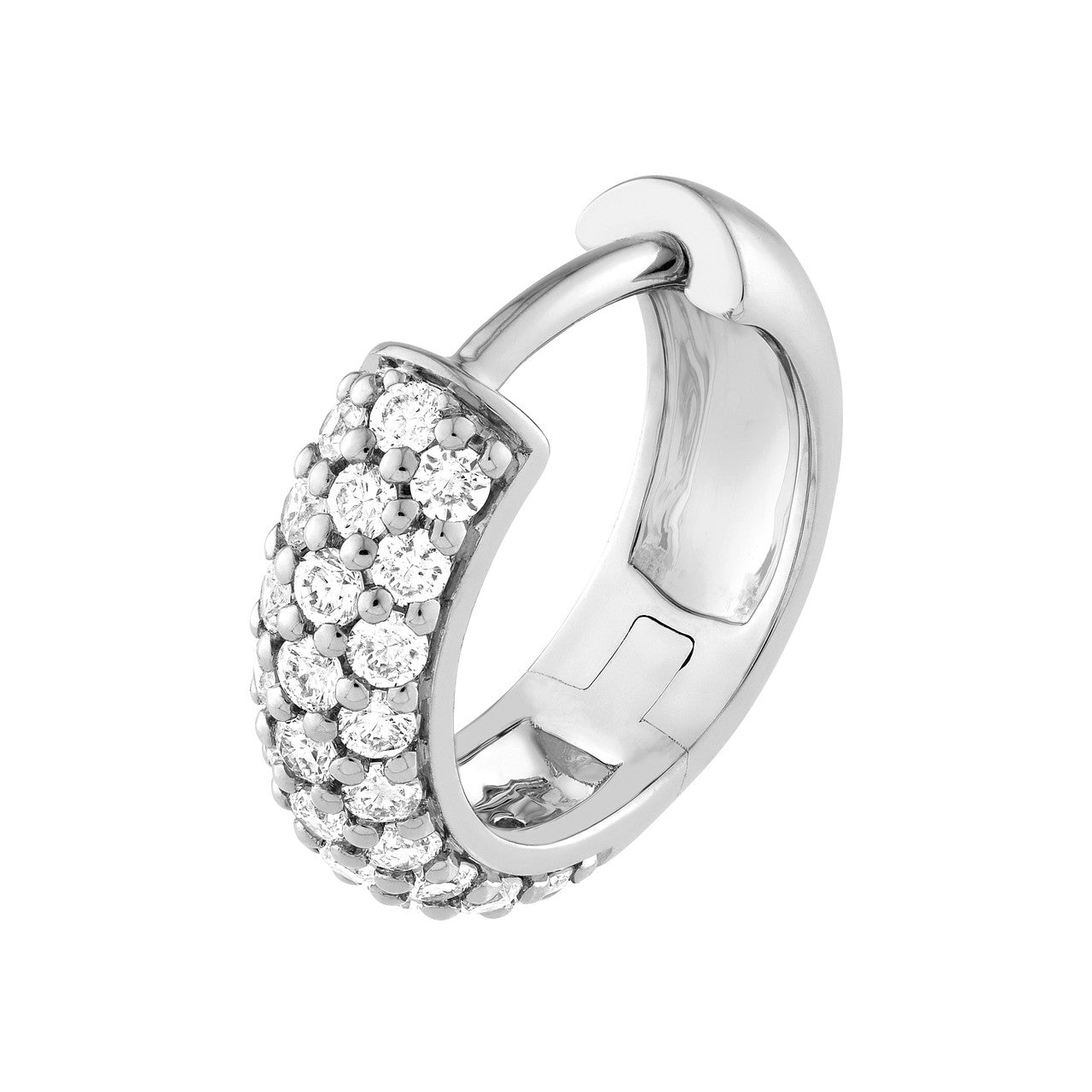 3 Row Diamond Pave Huggies 14K Gold