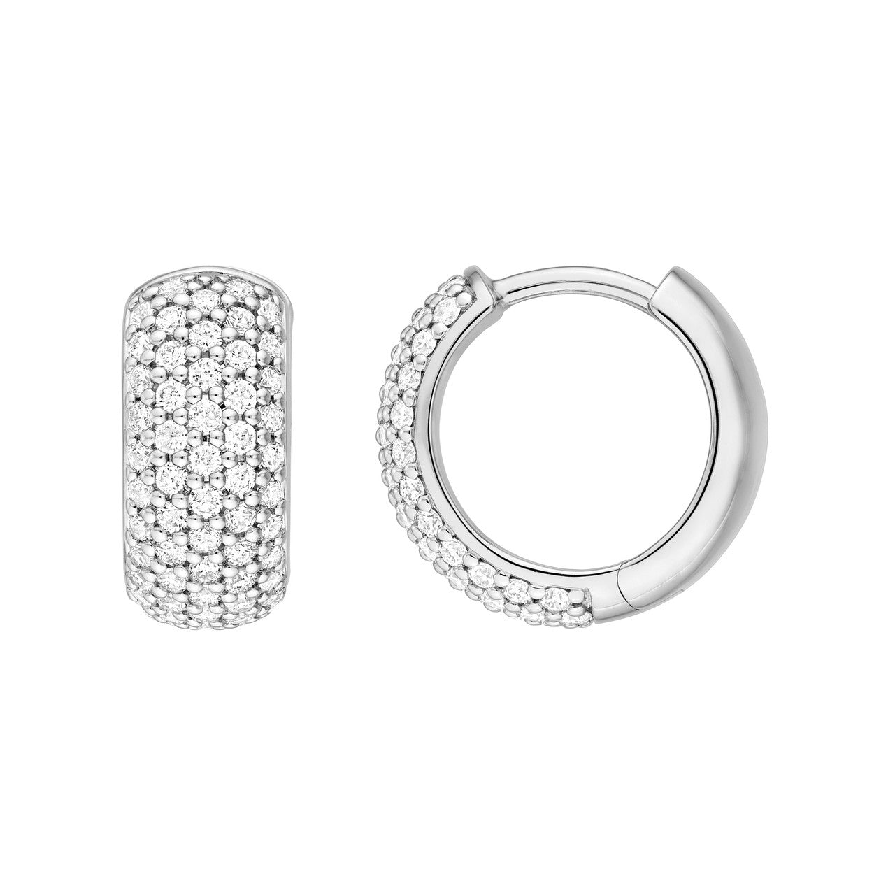 5 Row Diamond Pave Huggies (1/2ctw) in 14K Yellow and White Gold