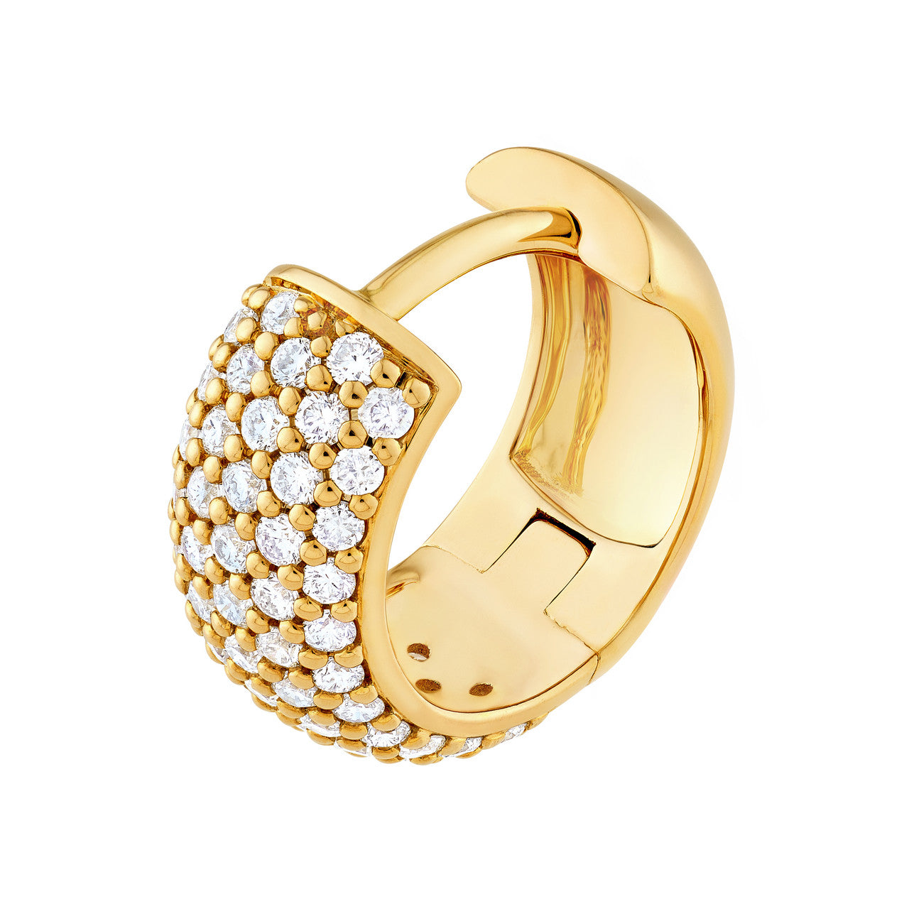 5 Row Diamond Pave Huggies (1/2ctw) in 14K Yellow and White Gold